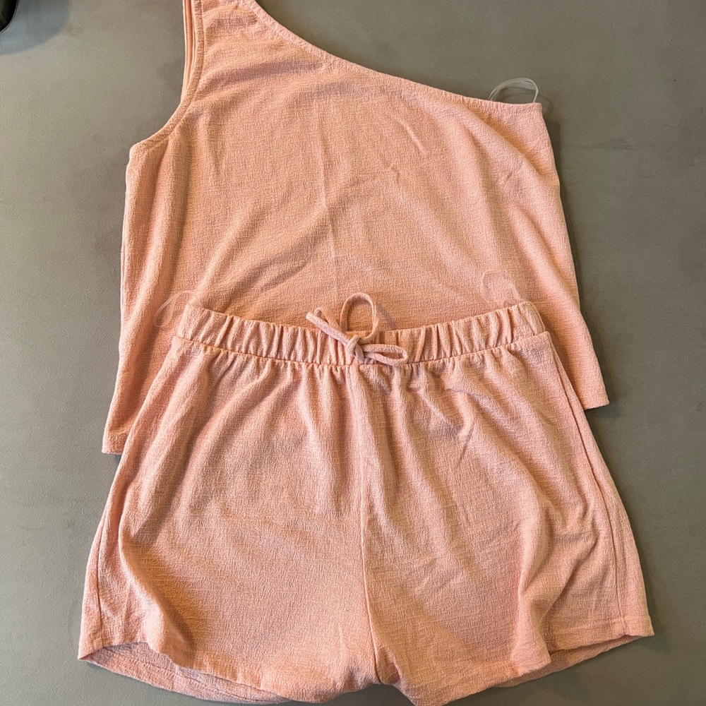 Pink one shoulder lounge set